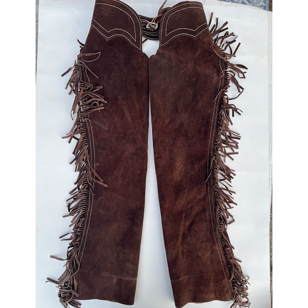 Youth Chaps Double A Leather Co Style 50 Medium Suede Fringe Western Riding